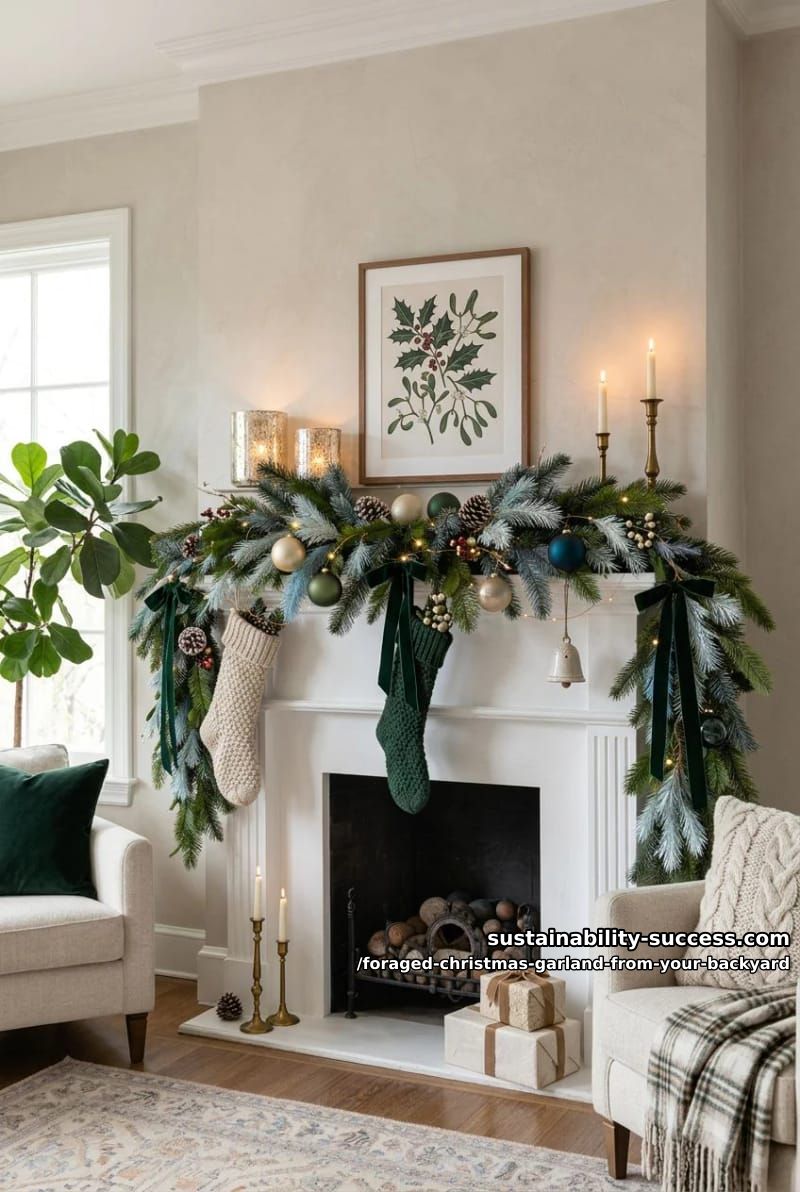 mixed conifer garland: pine, fir, and a little spruce 1