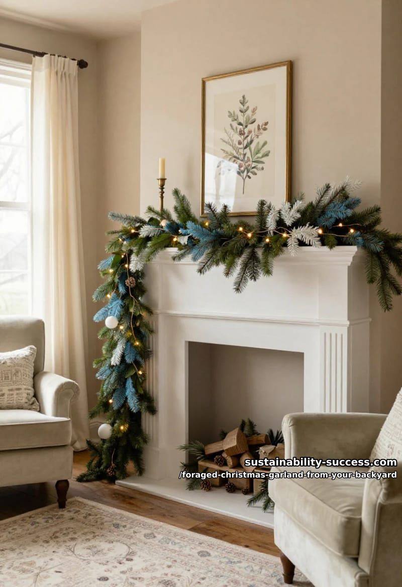 mixed conifer garland: pine, fir, and a little spruce 1