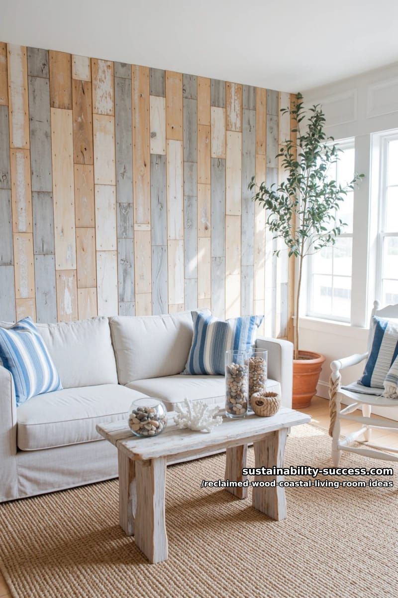 15 Reclaimed Wood Decor Ideas for a Breezy Coastal Living Room 15 mixed reclaimed wood paneling as a coastal living room backdrop 1