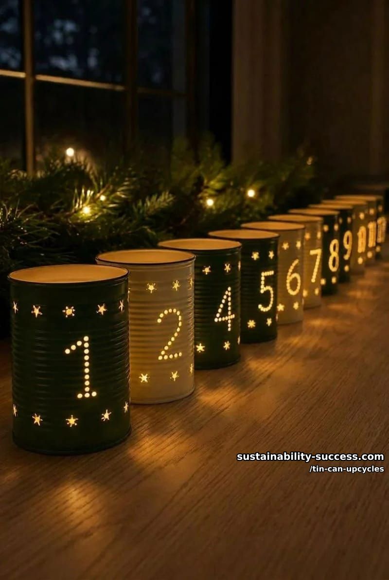 12 Tin Can Upcycles: Lanterns, Luminaries, and Wind Chimes 27 numbered tin can advent luminary set 1