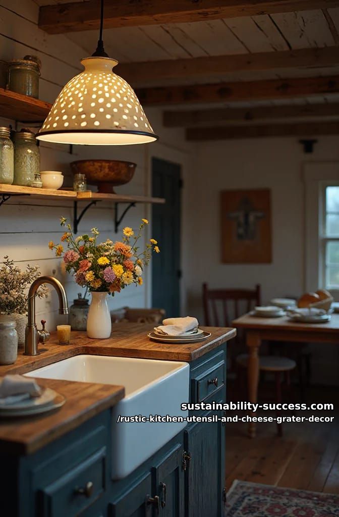 old colander turned pendant light 1