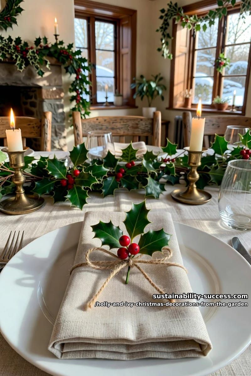 one holly sprig at each place setting 1