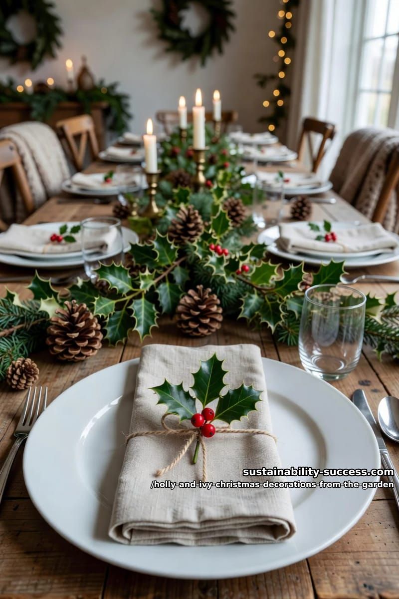 one holly sprig at each place setting 1
