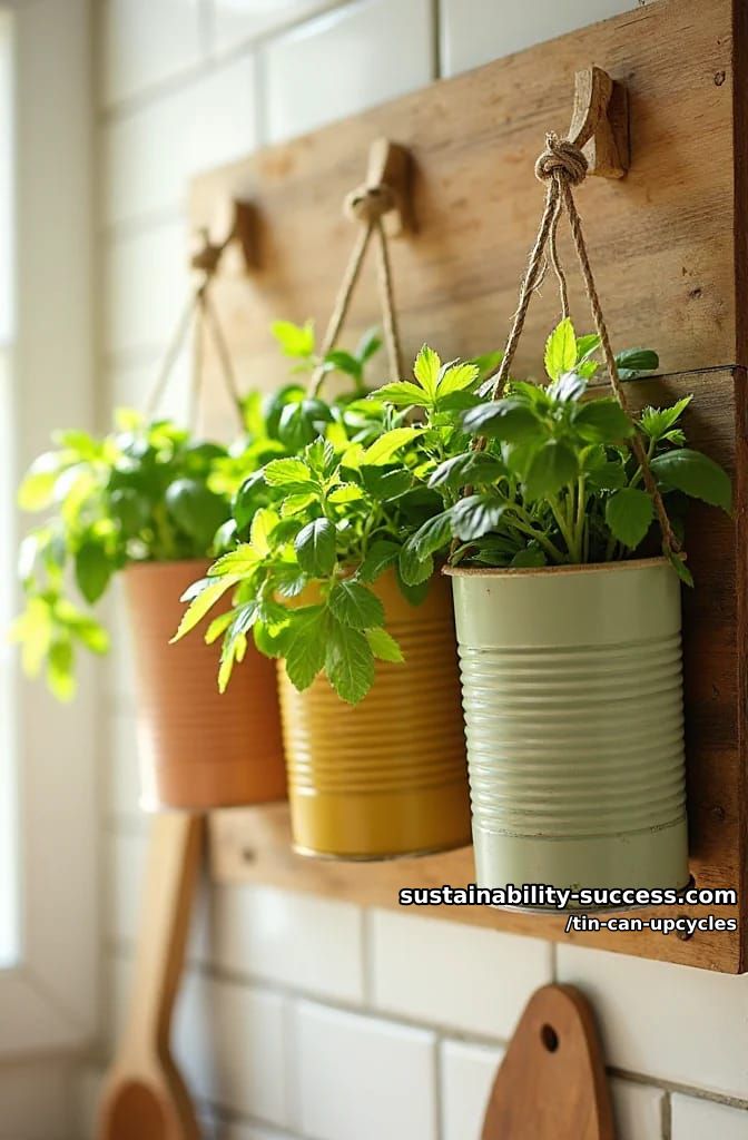 12 Tin Can Upcycles: Lanterns, Luminaries, and Wind Chimes 15 painted hanging tin can herb planter 1