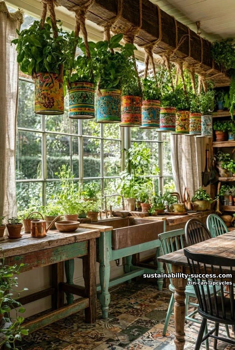 12 Tin Can Upcycles: Lanterns, Luminaries, and Wind Chimes 17 painted hanging tin can herb planter 1