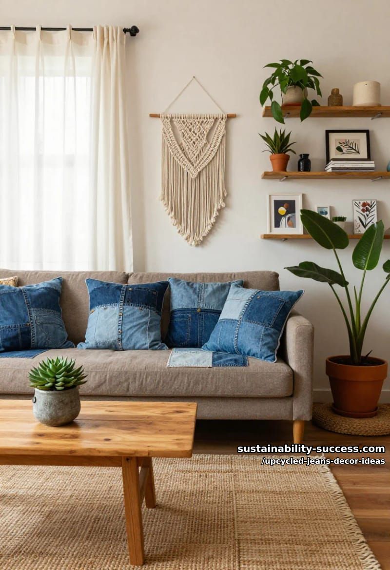 patchwork denim throw pillow covers 1