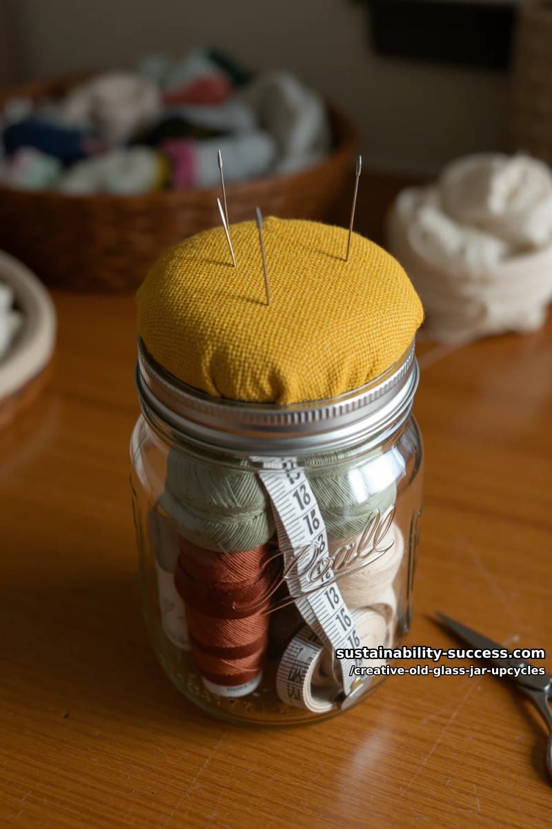 pincushion built into a canning-jar lid 1