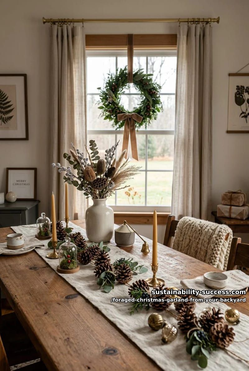 pinecone garland on bare jute 1