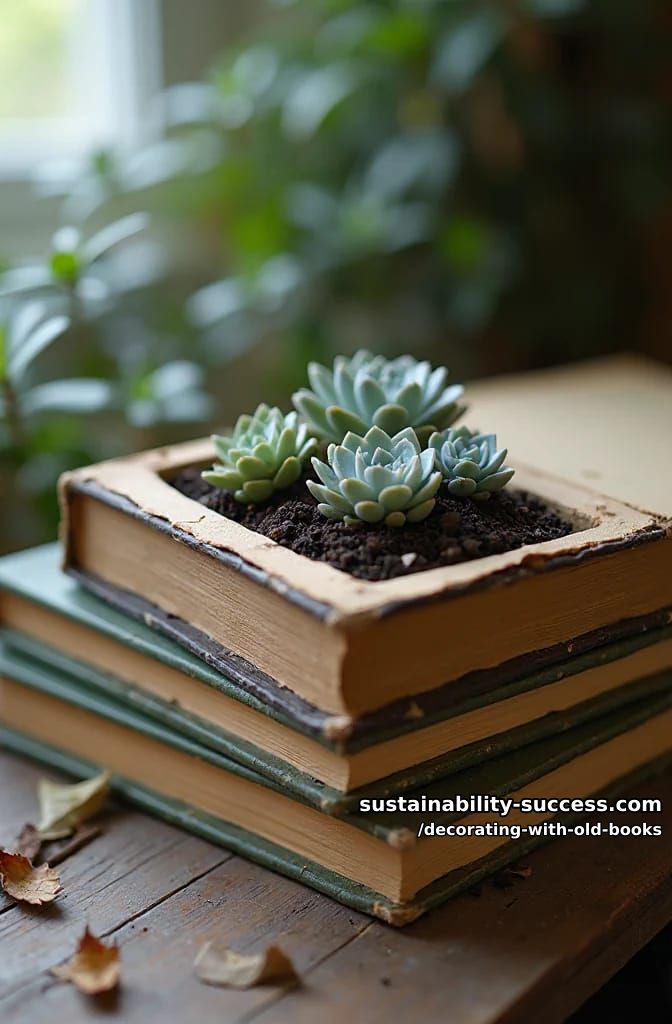 plant succulents in a hollowed old book 1