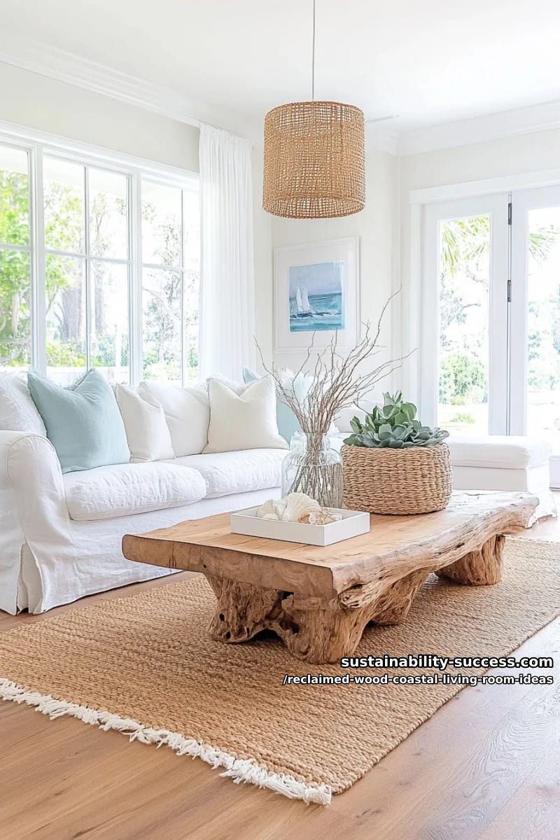 15 Reclaimed Wood Decor Ideas for a Breezy Coastal Living Room 8 sanded reclaimed wood flooring with fringed jute area rugs 1