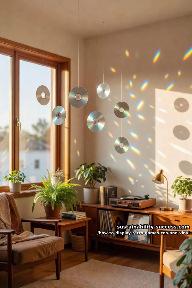How to Display Retro Games, CDs, and Vinyl Without Wrecking the Collection 22 skip the cd chandelier unless you're ready to sacrifice the discs 1