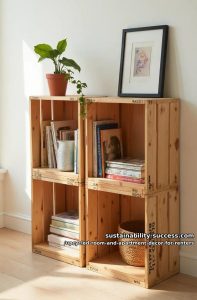 Upcycled Room and Apartment Decor for Renters 1 stack wooden crates into a freestanding bookshelf 16