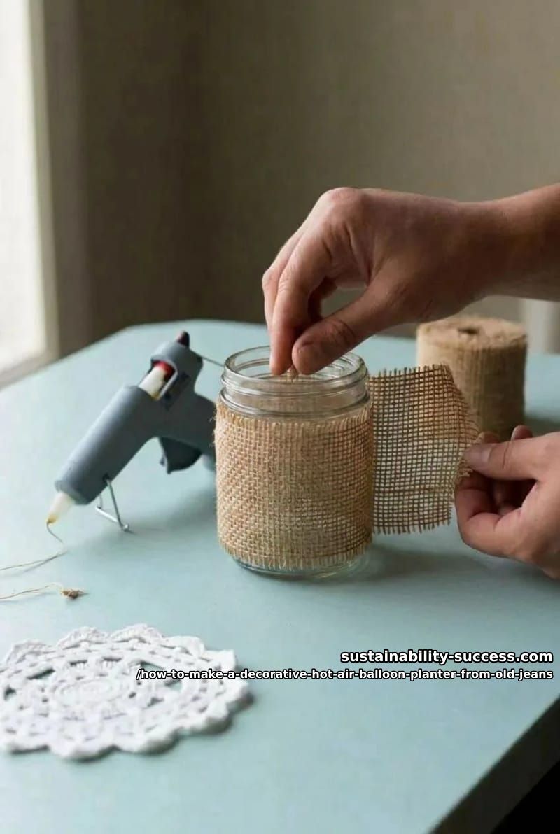 How to Make a Decorative Hot Air Balloon Planter from Old Jeans 5 step 2: build the burlap basket 4