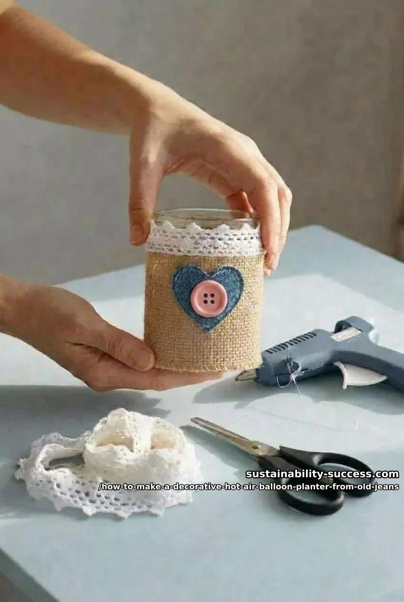 How to Make a Decorative Hot Air Balloon Planter from Old Jeans 7 step 2: build the burlap basket 6