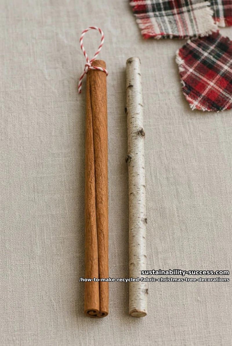 How to Make Recycled Fabric Christmas Tree Ornaments (No Sewing, No Waste) 6 step 2: ready the cinnamon-stick spine 1
