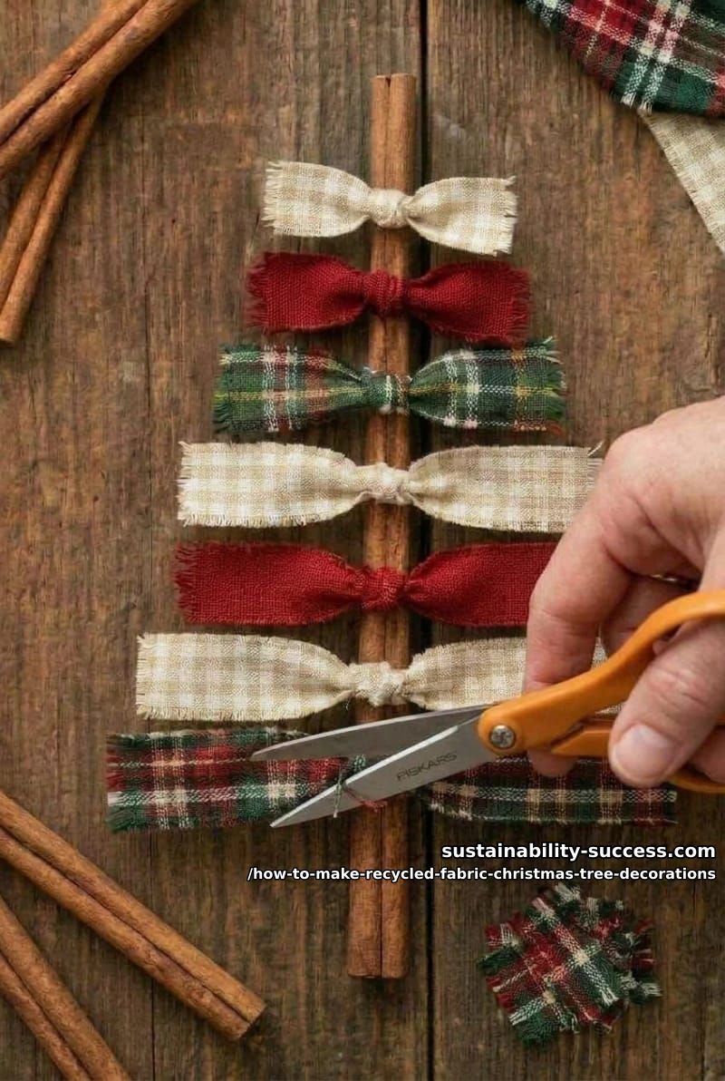 How to Make Recycled Fabric Christmas Tree Ornaments (No Sewing, No Waste) 8 step 4: trim it into a tree 1
