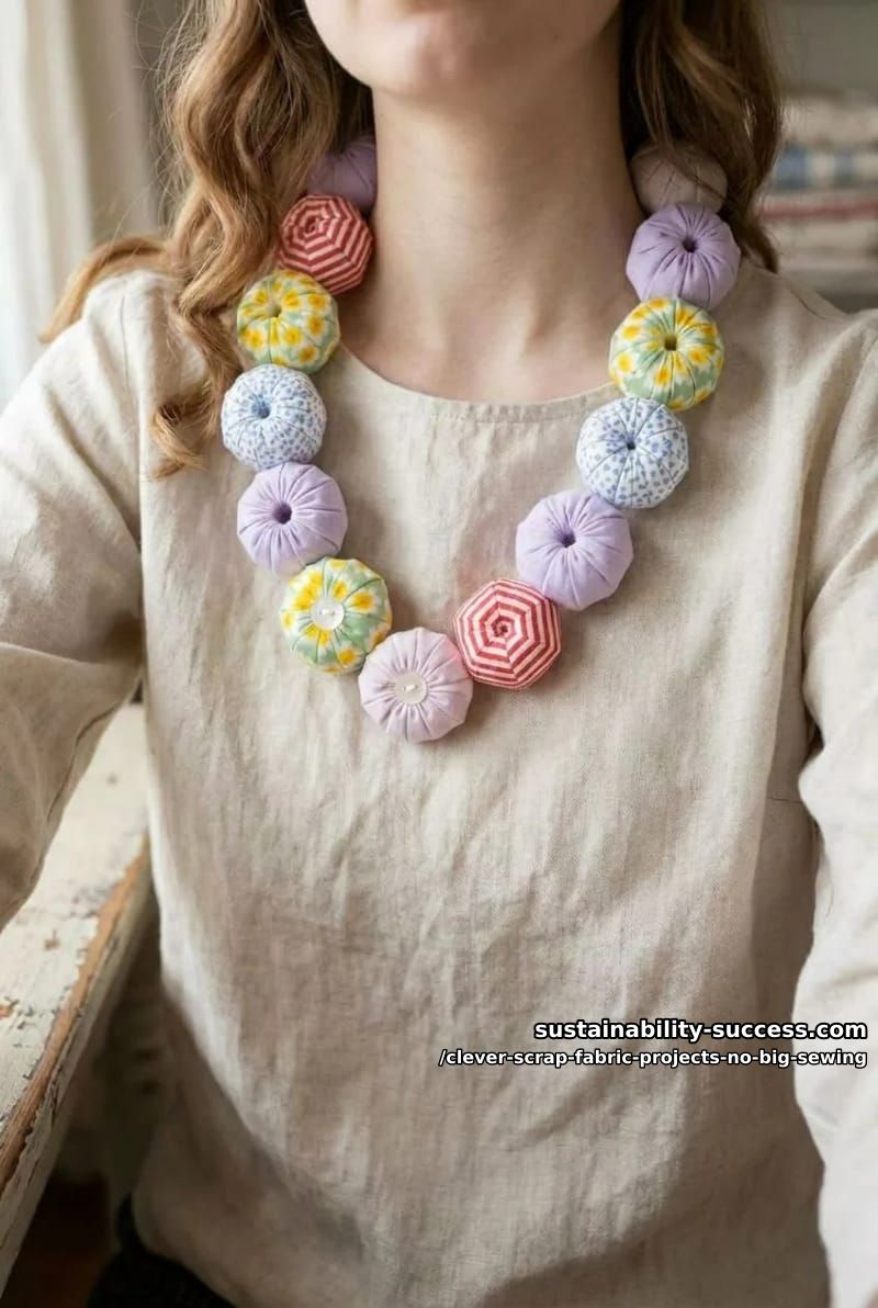12 Clever Scrap Fabric Projects With Almost No Sewing 20 suffolk puff garland and brooches 1