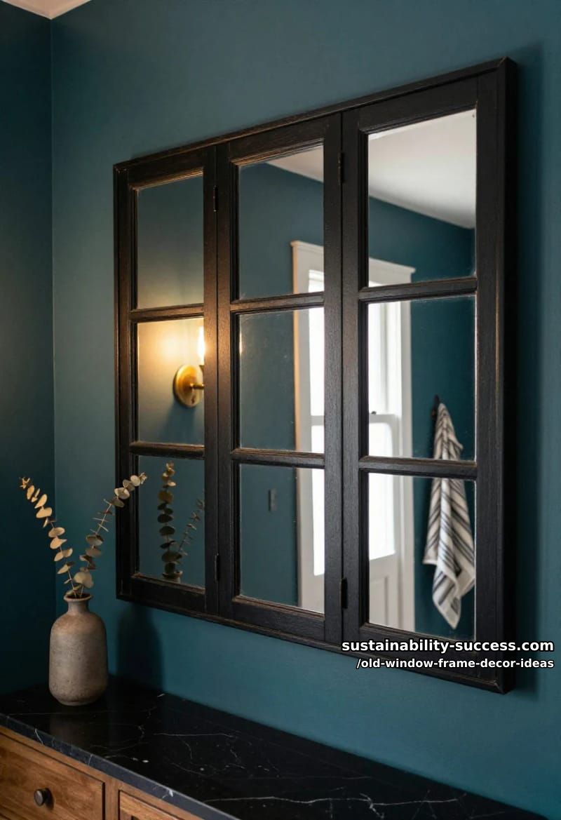 12 Old Window Frame Decor Ideas That Beat Buying New 3 swap the glass for mirror to fake a window in a dark room 1