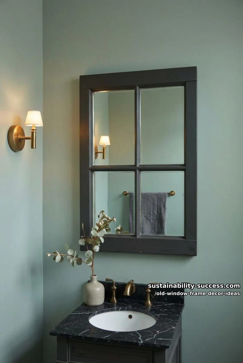 12 Old Window Frame Decor Ideas That Beat Buying New 4 swap the glass for mirror to fake a window in a dark room 1