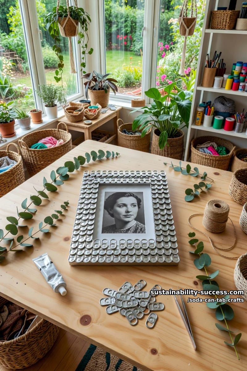 12 Soda Can Tab Crafts, From a Bead-and-Wire Tab Man to Woven Chainmail 18 tab mosaic picture frame 1