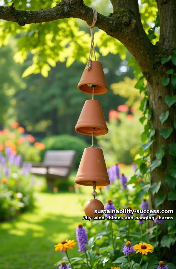 DIY Wind Chimes and Hanging Charms: 12 Kinetic Pieces From Keys, Cans, and Beach Glass 10 terracotta pot wind chime with an earthen bell tone 1