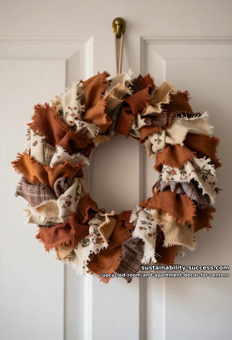 Upcycled Room and Apartment Decor for Renters 9 tie a rag wreath from cut-up old clothes 1