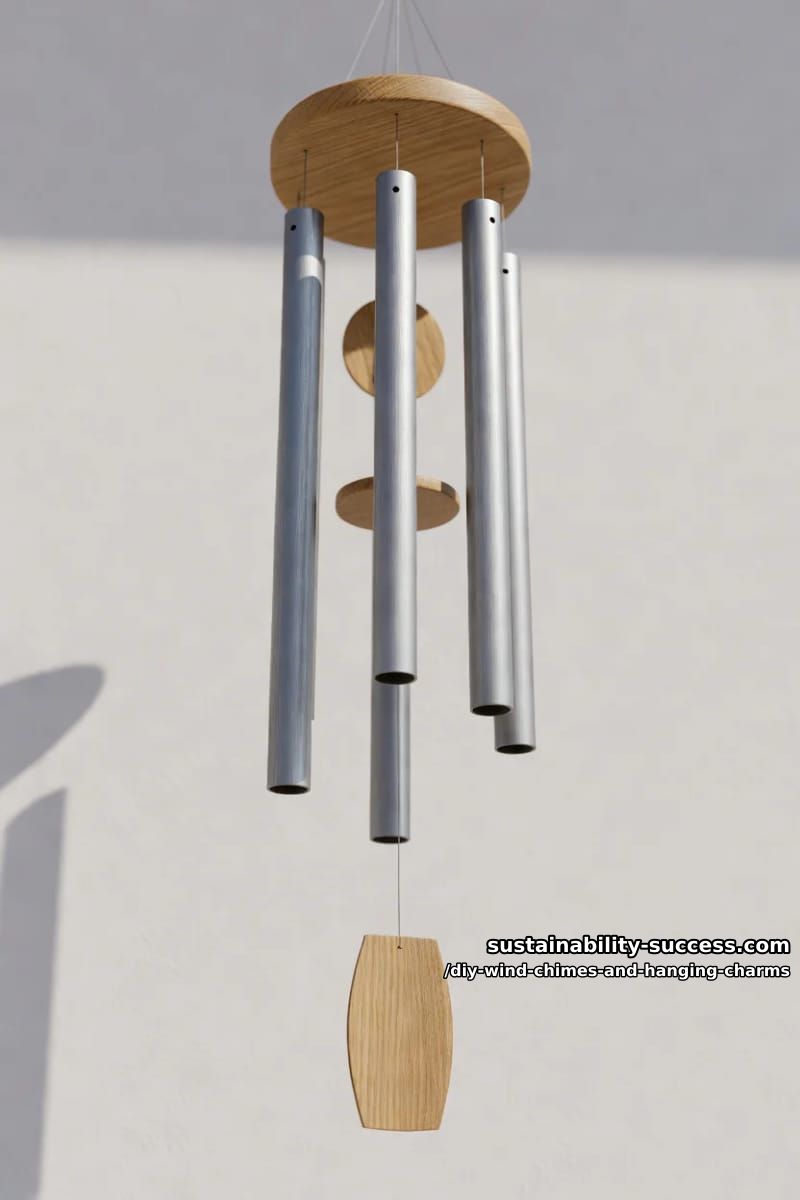 DIY Wind Chimes and Hanging Charms: 12 Kinetic Pieces From Keys, Cans, and Beach Glass 7 tuned copper or emt pipe chimes on a pentatonic scale 1