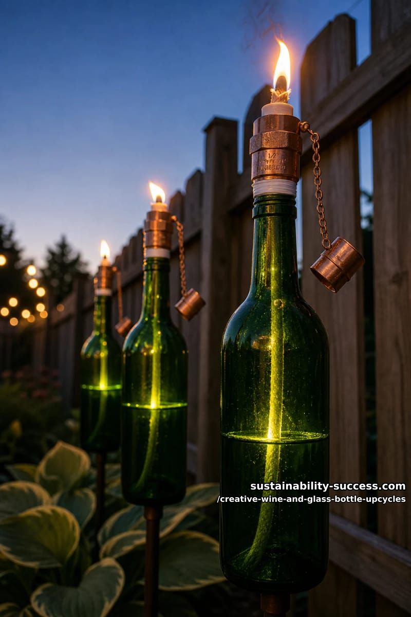 turn a green wine bottle into a citronella tiki torch 1