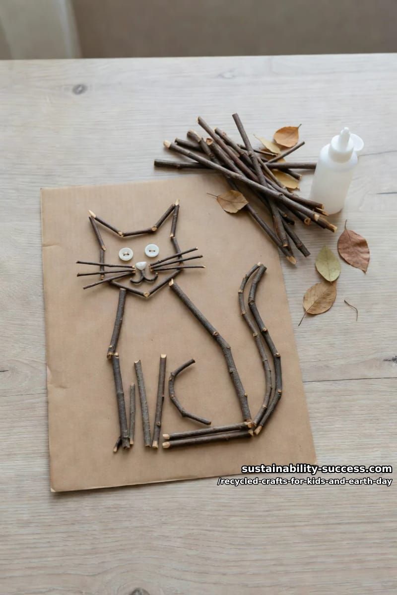 12 Recycled Crafts for Kids That Earn a Real "Whoa" on Earth Day 22 twig-and-button woodland animals 21