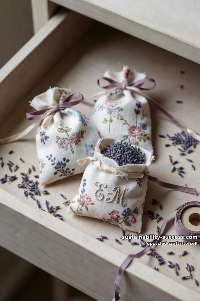 12 Upcycled Crafts to Sell That Hold Their Margin at Markets and on Etsy 24 vintage-linen lavender sachets sold in threes 1