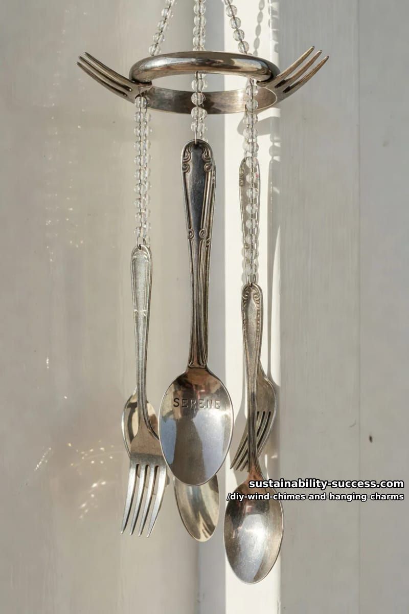 DIY Wind Chimes and Hanging Charms: 12 Kinetic Pieces From Keys, Cans, and Beach Glass 11 vintage silverware wind chime from flattened, stamped spoons 1