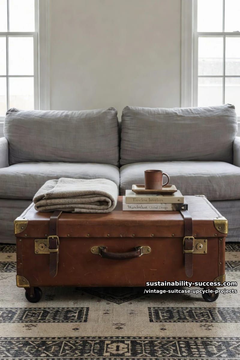 Vintage Suitcase Upcycle Projects: 12 Furniture Conversions for Thrifted Luggage 19 vintage suitcase coffee table 1