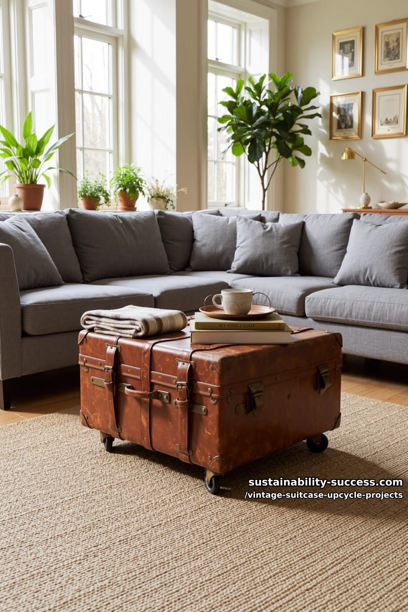 Vintage Suitcase Upcycle Projects: 12 Furniture Conversions for Thrifted Luggage 20 vintage suitcase coffee table 1