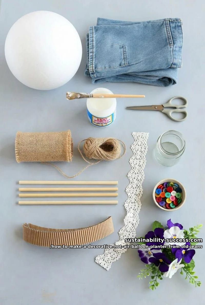 How to Make a Decorative Hot Air Balloon Planter from Old Jeans 3 what you need 1