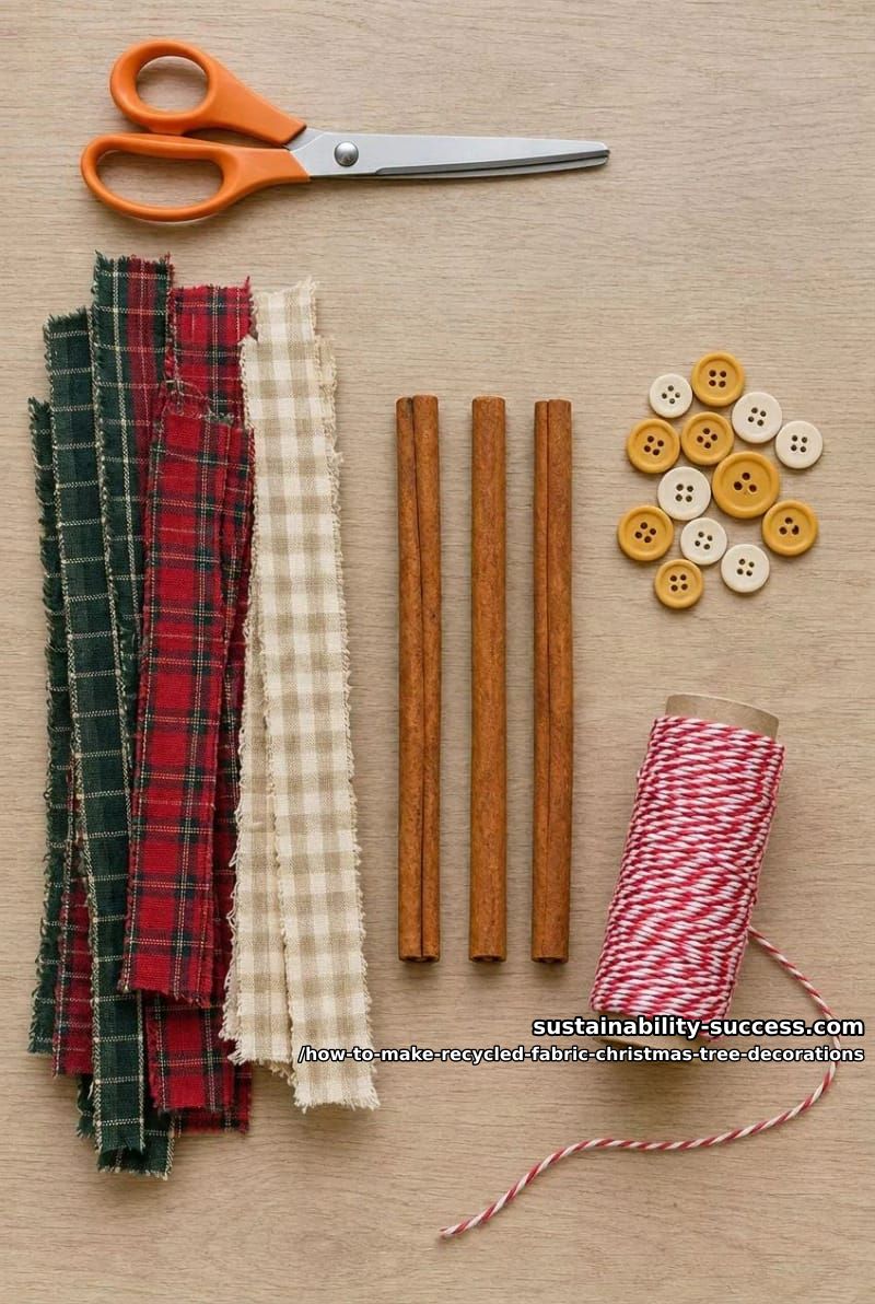 How to Make Recycled Fabric Christmas Tree Ornaments (No Sewing, No Waste) 3 what you'll need 1
