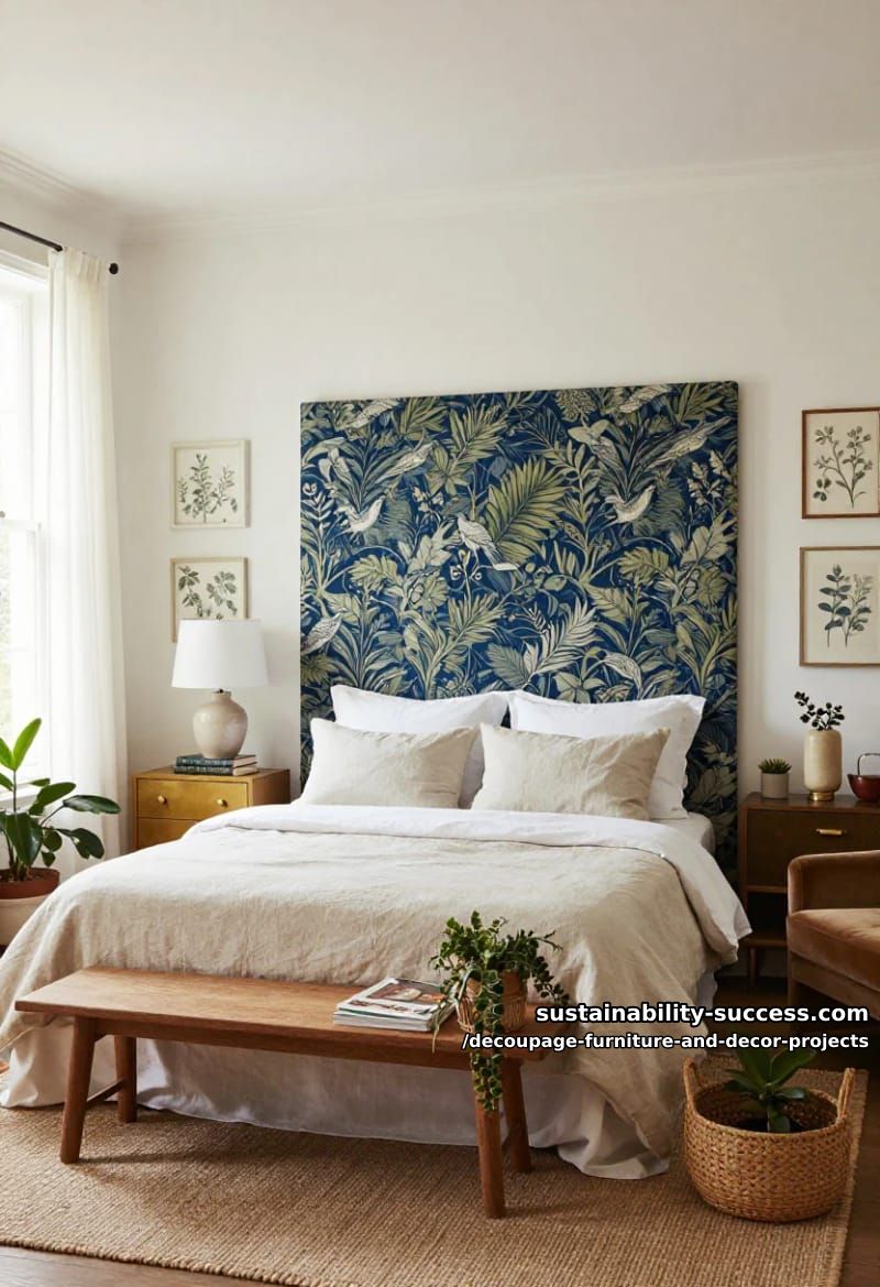 12 Decoupage Projects That Transform Tired Furniture and Decor 22 william morris headboard panel 1