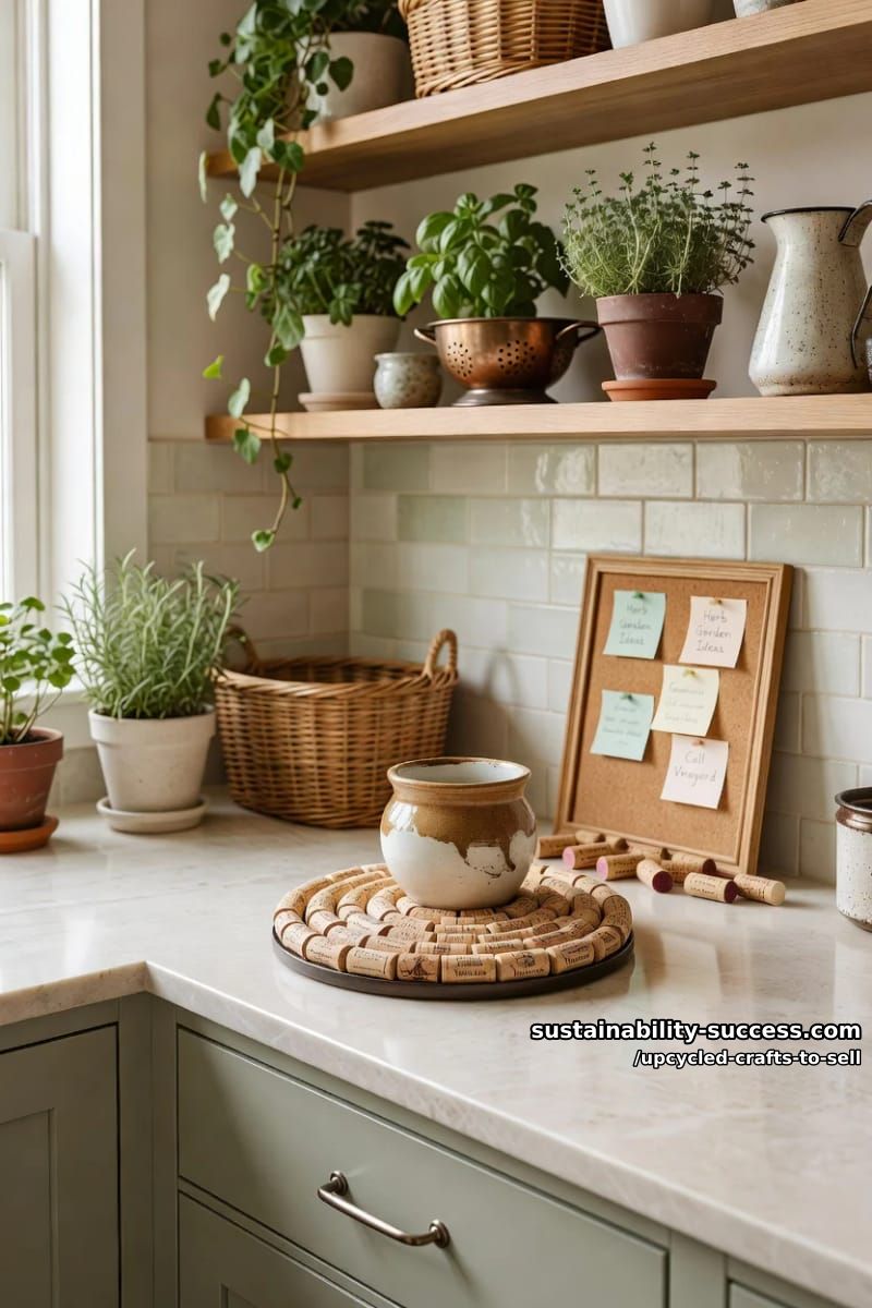 12 Upcycled Crafts to Sell That Hold Their Margin at Markets and on Etsy 23 wine-cork trivets and memo boards 1