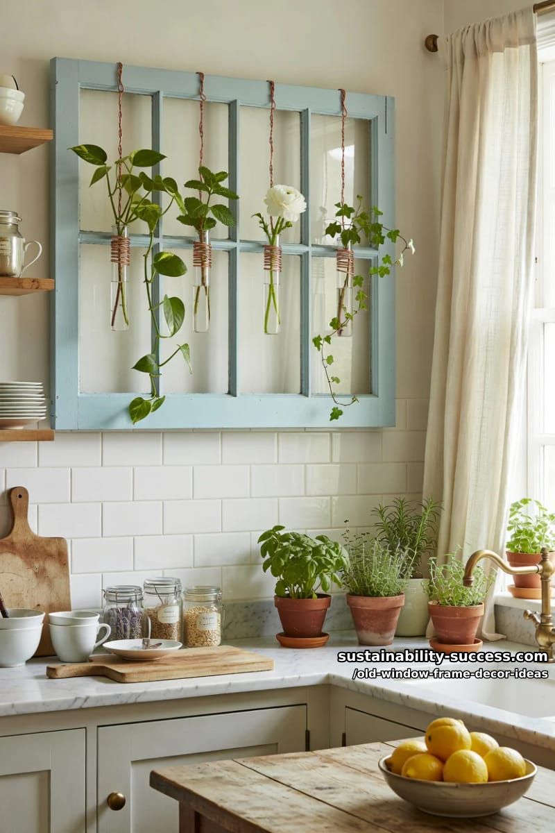 12 Old Window Frame Decor Ideas That Beat Buying New 10 wire bud vases to the muntins for a living window 1