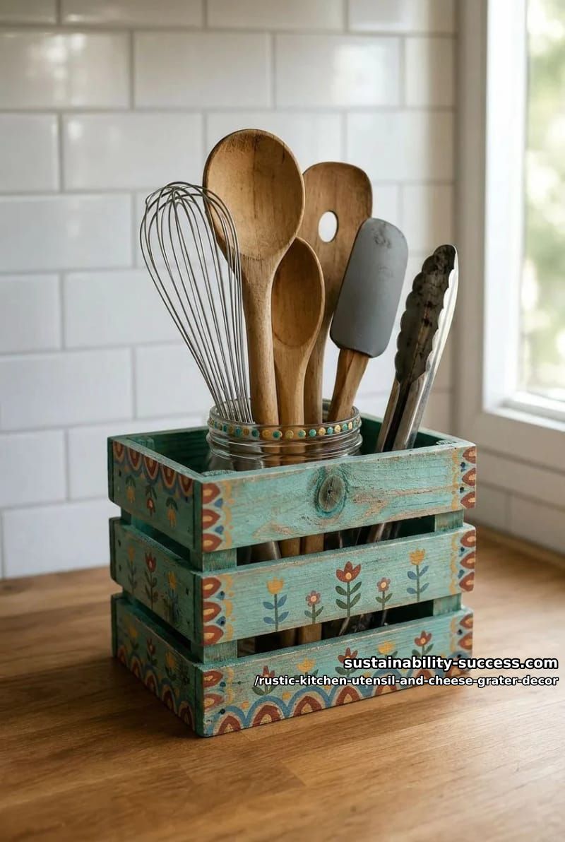 wooden crate or toolbox utensil caddy 1