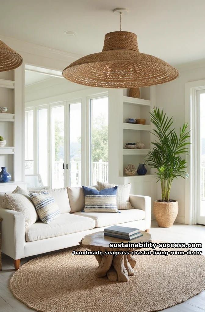 woven seagrass pendant lights shaped like oversized beach hats 1