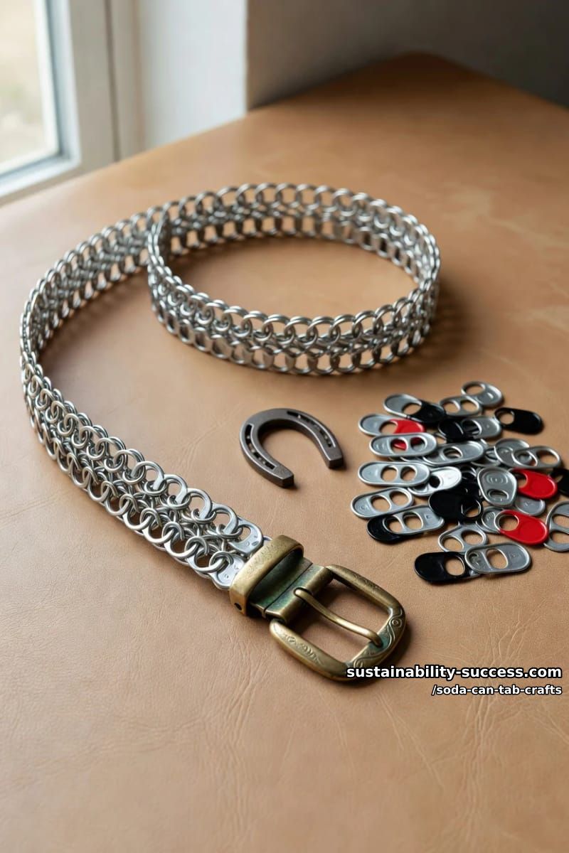 12 Soda Can Tab Crafts, From a Bead-and-Wire Tab Man to Woven Chainmail 23 woven-tab belt with a thrifted buckle 1