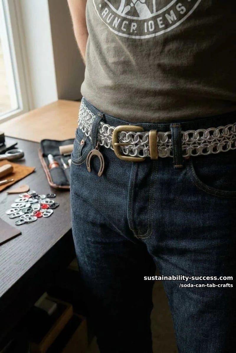 12 Soda Can Tab Crafts, From a Bead-and-Wire Tab Man to Woven Chainmail 24 woven-tab belt with a thrifted buckle 1