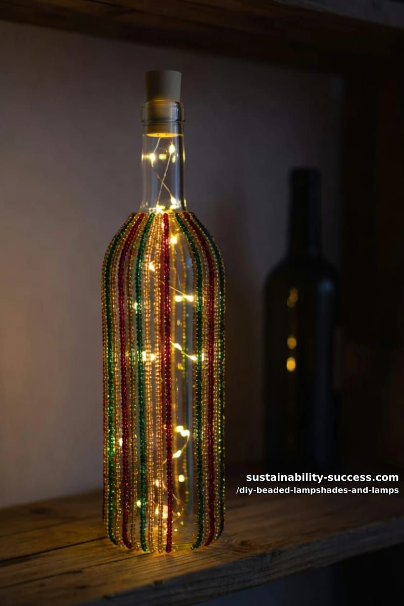 10 DIY Beaded Lampshade and Lamp Ideas for a Warm, Jeweled Glow 21 wrap a jar or bottle into a beaded fairy lamp 1