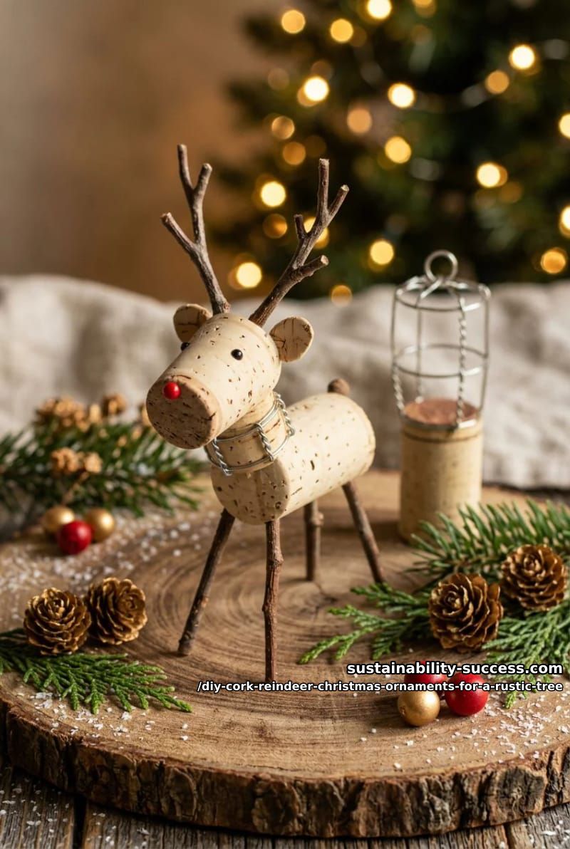 11 DIY Cork Reindeer Christmas Ornaments for a Rustic Tree 5 a champagne cork reindeer with a chunkier muzzle 1