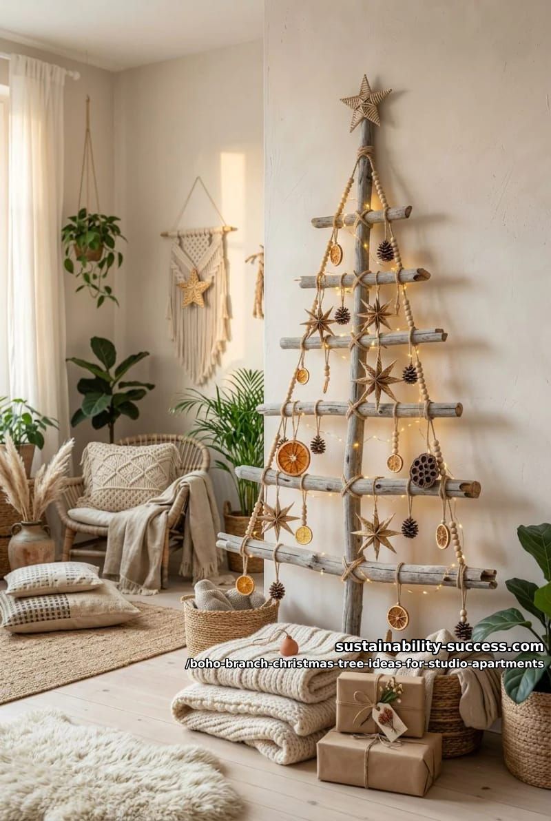 a driftwood ladder tree built from stacked limbs 1