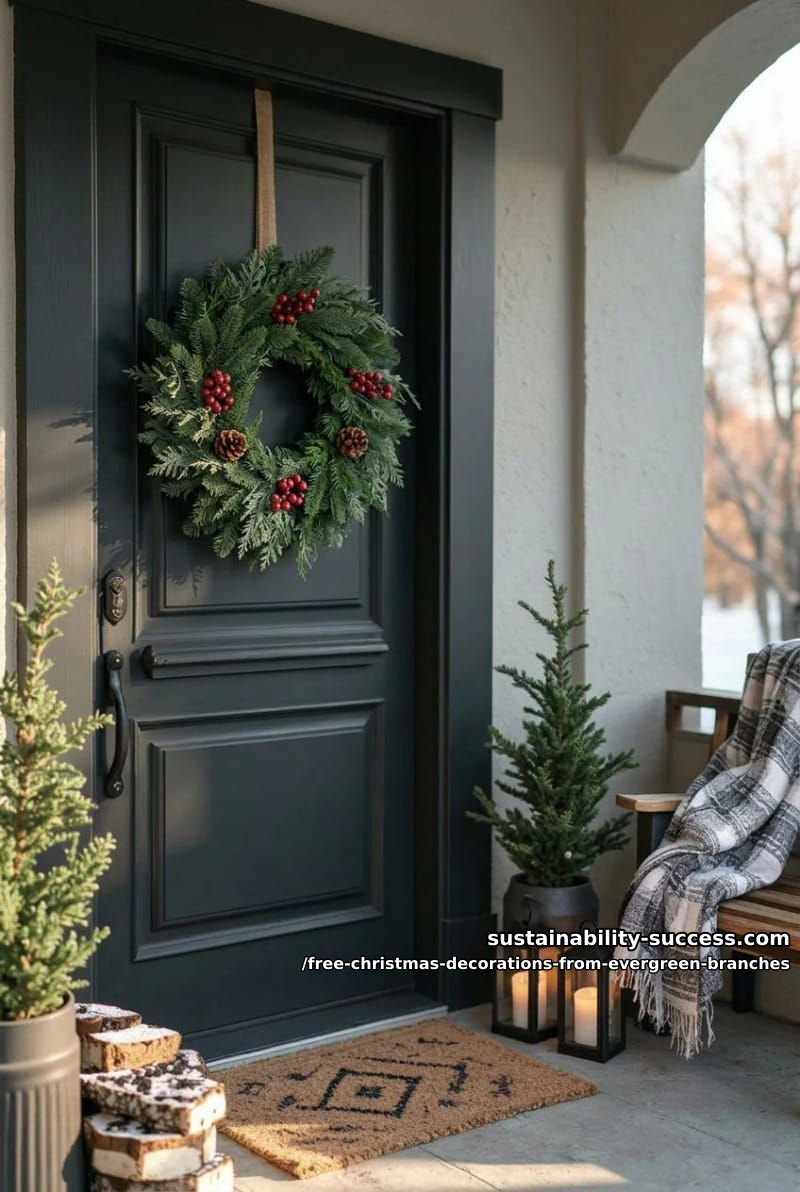 7 Free Christmas Decorations You Can Make From Evergreen Branches 4 a fresh evergreen door wreath, built without a store-bought form 1