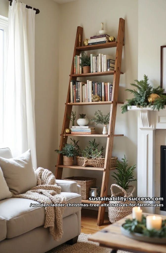 a ladder bookshelf you decorate seasonally 1