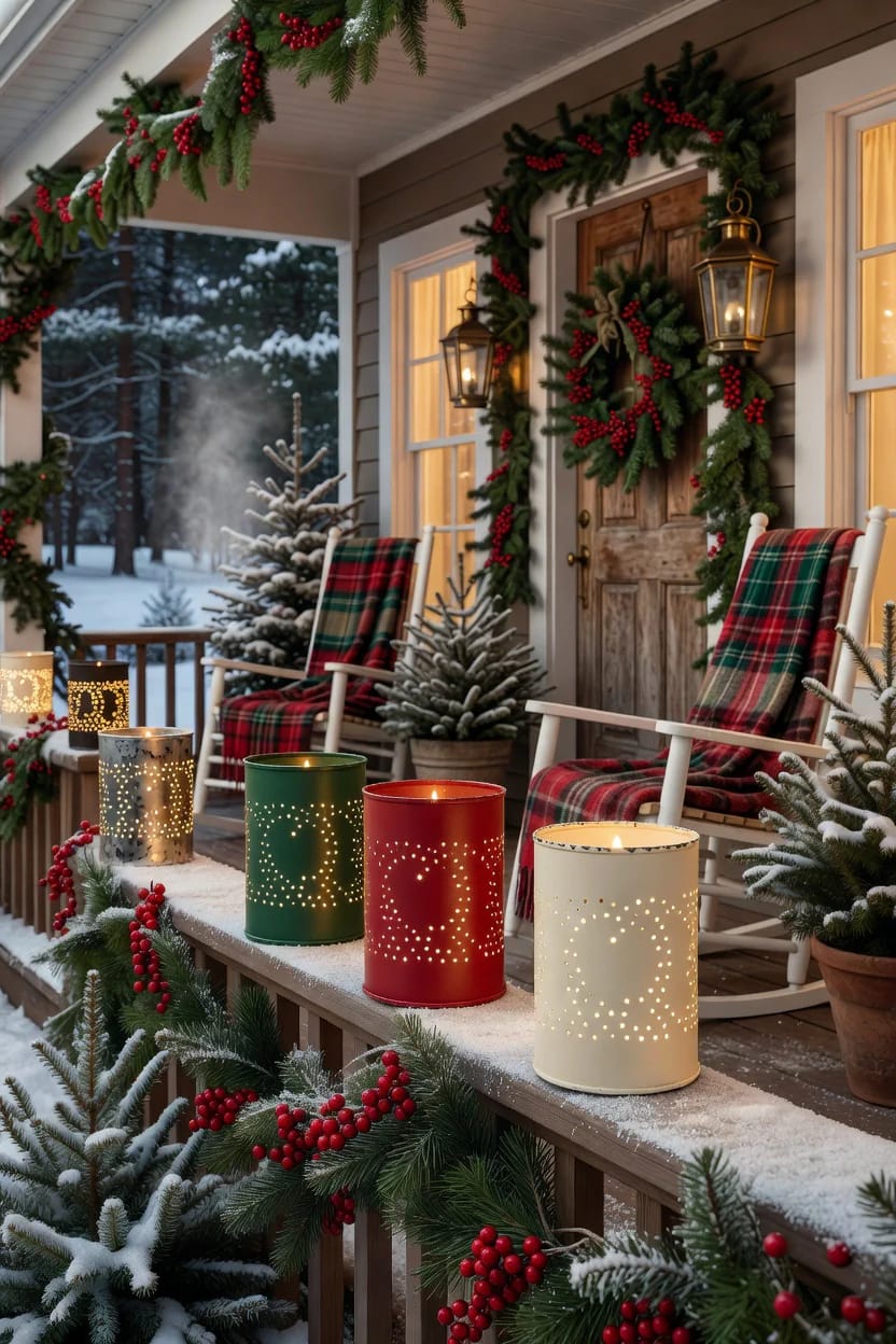 Punched Tin Can Luminaries for an Outdoor Christmas 8 a painted palette instead of bare metal 1