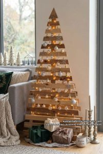a slim leaning pallet tree for the gap beside the sofa 3
