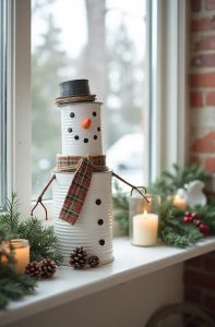 a stacked coffee-can snowman 3